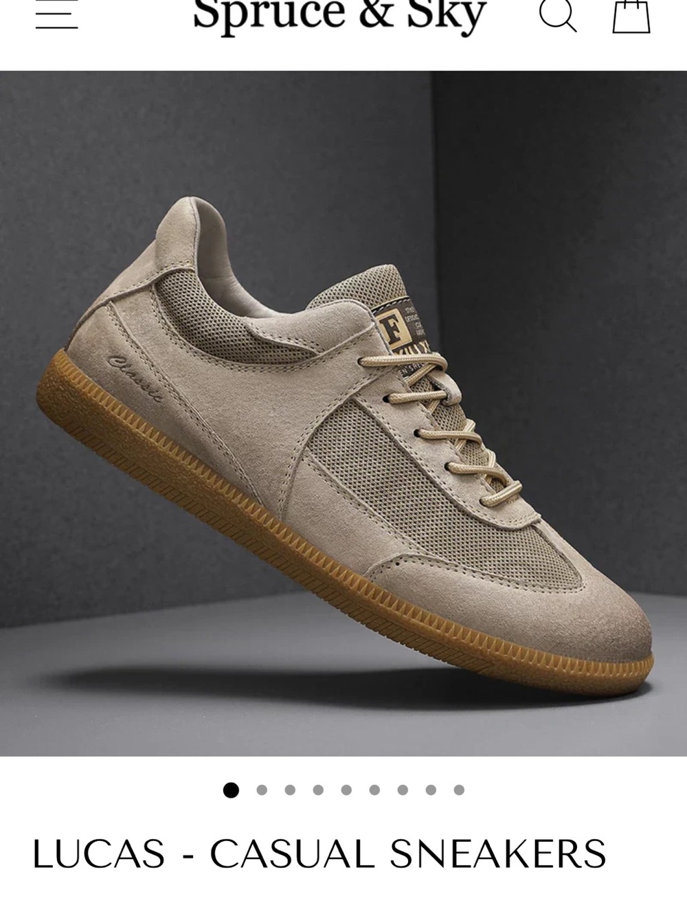Spruce & Sky Men's Size 42 US Size 9 Beige Lucas Casual Lace Up Sneakers  NWOB